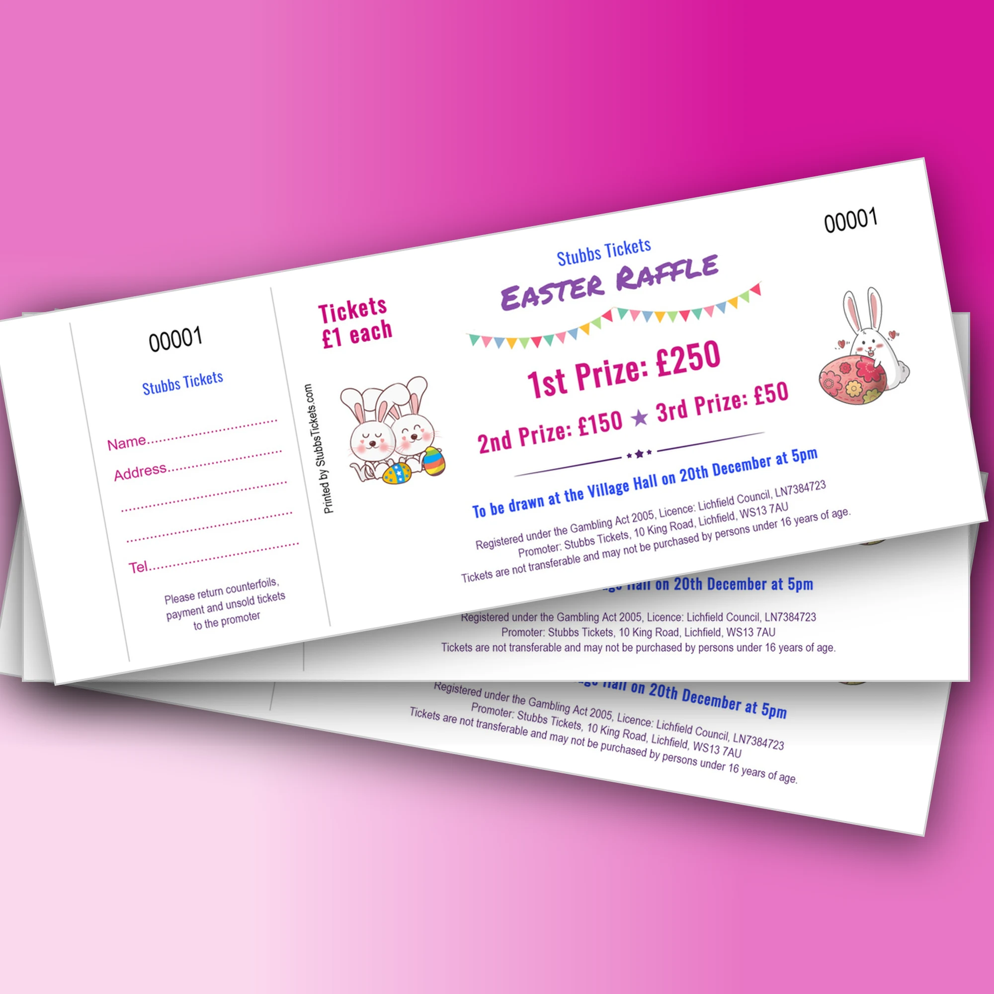 Easter Spa Raffle Easter Raffle Tickets - Cute Bunnies