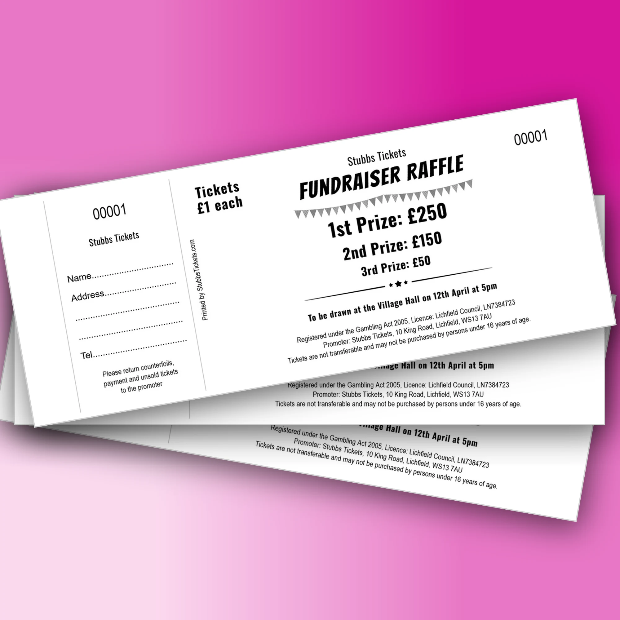 Merchandise Raffle Tickets Fundraiser Raffle Tickets – Bunting with Logo Space