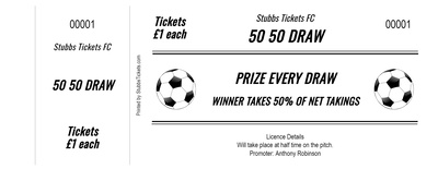 Professional 50/50 raffle tickets football design