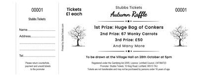 Autumn Raffle Tickets – Falling Leaves and Trees