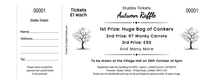 Autumn Raffle Tickets – Falling Leaves and Trees