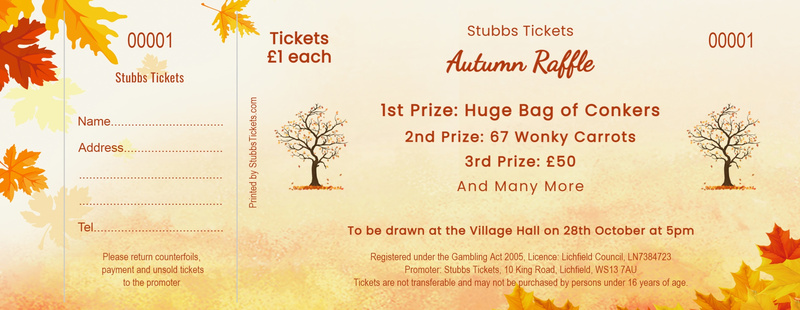 Autumn Raffle Tickets – Falling Leaves Design