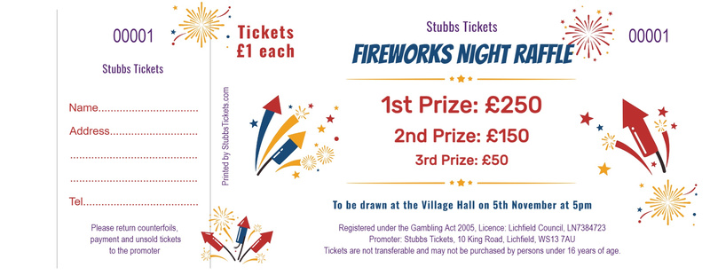 Bonfire Night Raffle Tickets - Full Colour