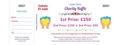 Charity Raffle Tickets - Caring Hands and Hearts Design