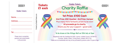 Charity Raffle Tickets - Rainbow Ribbon and Bunting