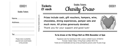 Charity Raffle Tickets - Simple Monochrome Heart Design