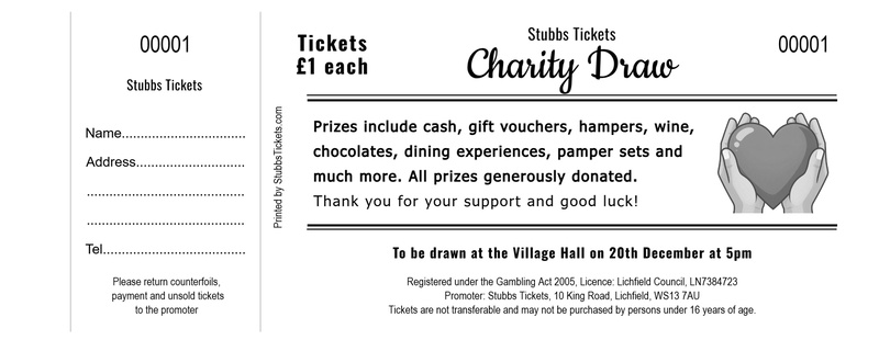 Charity Raffle Tickets - Simple Monochrome Heart Design
