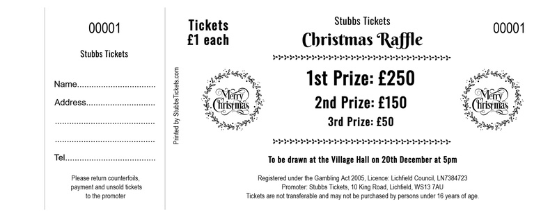 Christmas Raffle Tickets – Merry Christmas Wreath Black and White