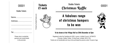 Christmas Raffle Tickets – Santa and Snowman Black and White