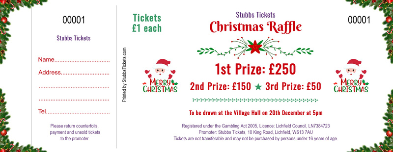 Christmas Raffle Tickets – Santa Garland Festive Border