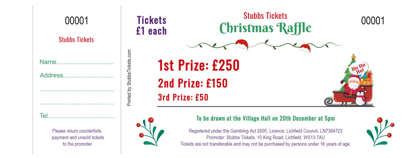 Christmas Raffle Tickets – Santa Sleigh 