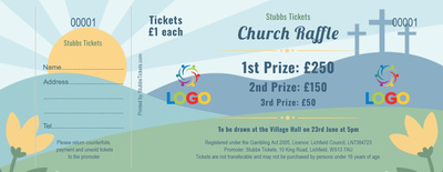 Church Raffle Tickets - Church Crosses And Sunrise
