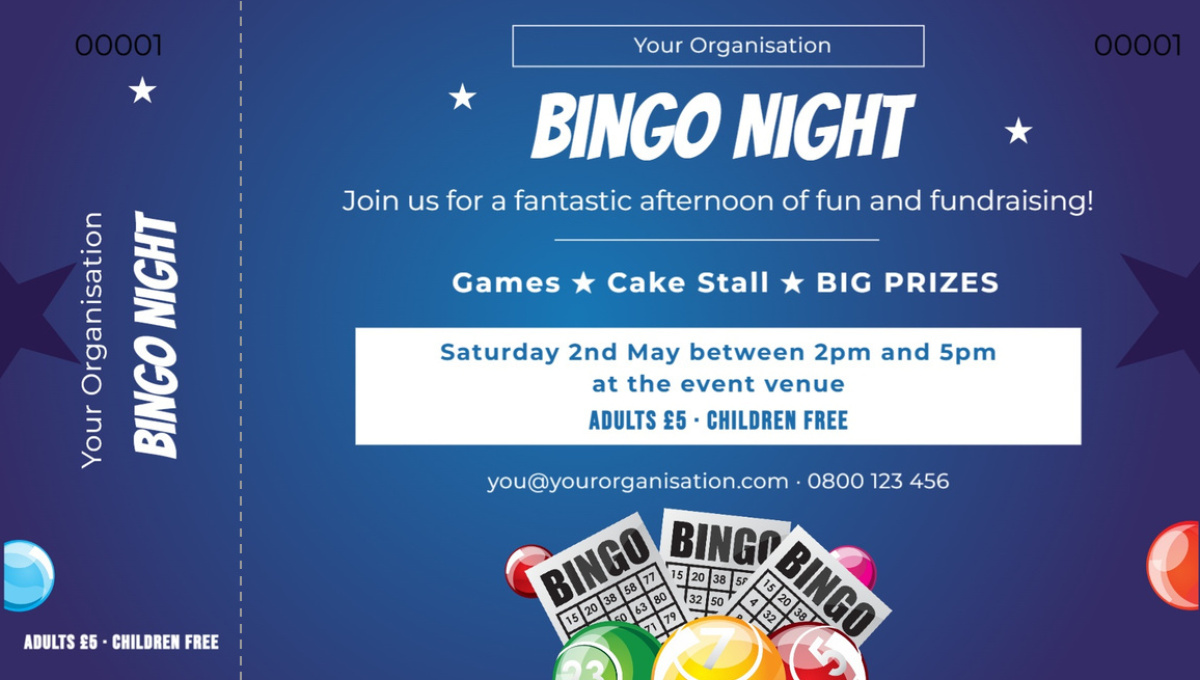 Bingo Night Event Tickets | Numbered with Tear-off Stub