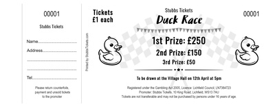 Duck Race Tickets with Prizes and Entry Details