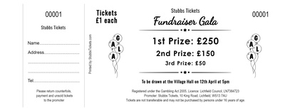 Fundraiser Raffle Tickets – Gala Balloons Design