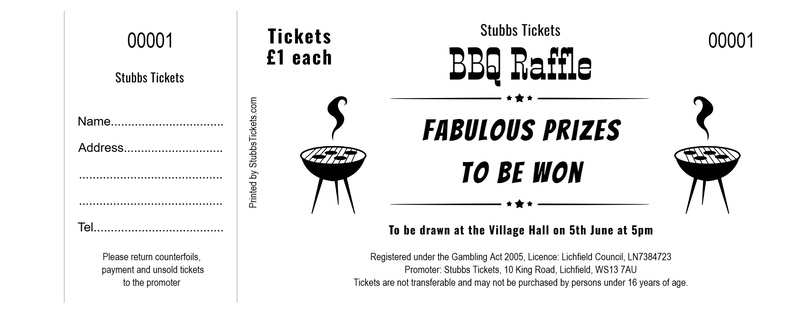 General Raffle Tickets - Minimal Black And White BBQ Design