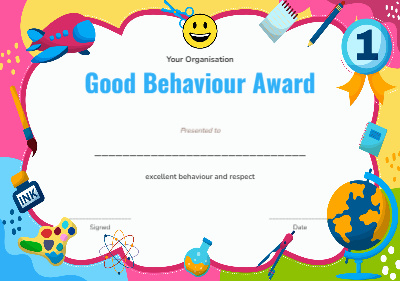 Good Behaviour Award, a certificate design