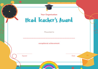 Headteacher's Award, a certificate design