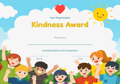 Kindness Award Certificate template
