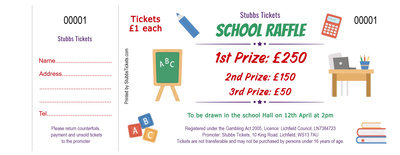 Raffle ticket design - School Raffle Tickets - School Classroom Icons Design