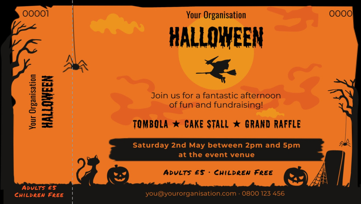 Halloween Event Tickets | Numbered with Tear-off Stub