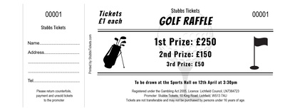 Sports Raffle Tickets - Classic Golf Theme Design