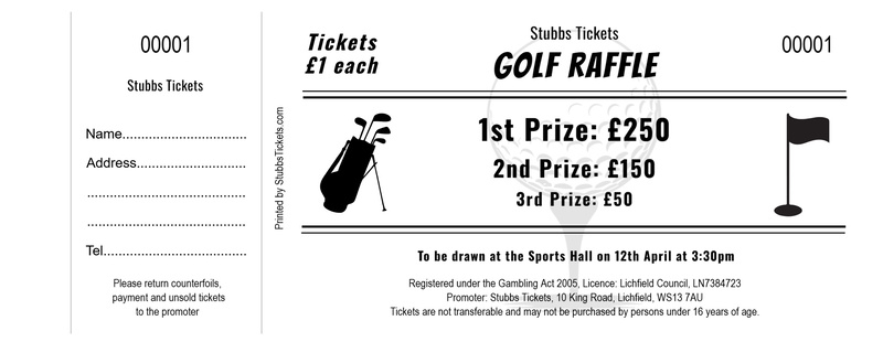 Sports Raffle Tickets - Classic Golf Theme Design