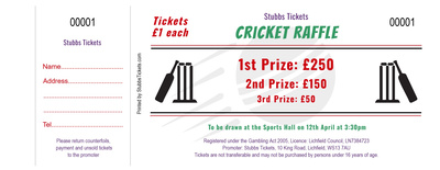 Sports Raffle Tickets - Cricket Icon Silhouettes