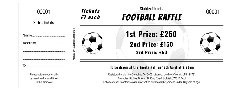 Sports Raffle Tickets - Football Icon Black and White