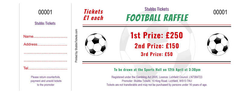 Sports Raffle Tickets - Football Theme With Simple Design