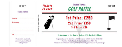 Sports Raffle Tickets - Golf Theme Minimalist Design
