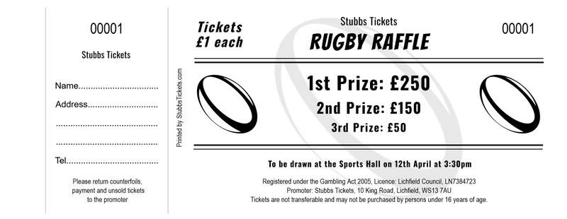 Sports Raffle Tickets - Minimal Black and White Rugby