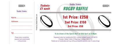 Sports Raffle Tickets - Simple Rugby Ball Illustration