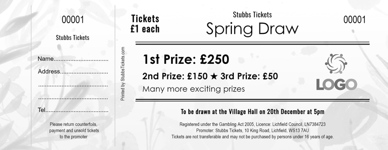 Spring Raffle Tickets - Black and white background