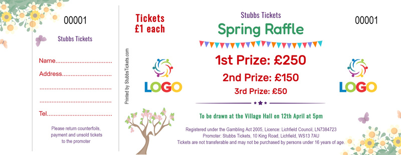 Spring Raffle Tickets - floral and butterfly design