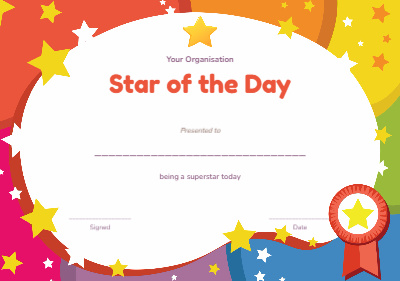 Star of the day Certificate template