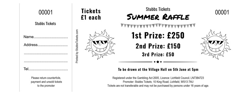 Summer Fair Raffle Tickets - Bunting and Sunshine