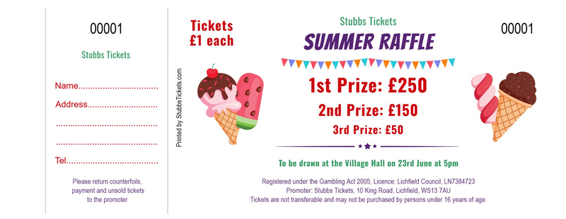 Summer Raffle Tickets - Ice Cream and Lollies