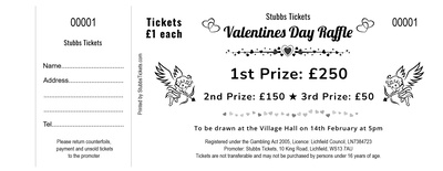 Black and white Valentine's raffle tickets