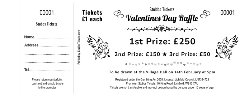 Valentines Day Raffle Tickets - black and white