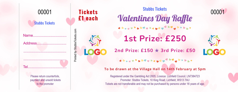 Valentines Day Raffle Tickets - Full Colour
